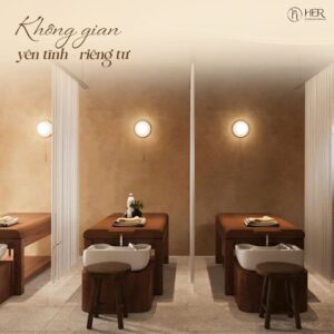 Không gian thư giãn giúp khách hàng nghỉ ngơi tại HerSpa.